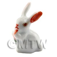 Dolls House Miniature Ceramic Brilliant White Rabbit