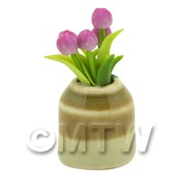 Dolls House Miniature Purple Tulip in Earthenware Pot