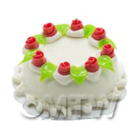  Dolls House Miniature Handmade Red Rose Cake 