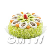 Dolls House Miniature Green Kiwi Cream Cake