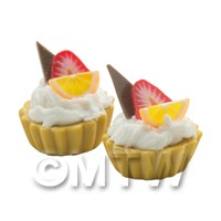 Dolls House Miniature Chocolate Orange, Strawberry Cream Tart