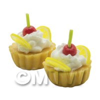 Dolls House Miniature Lemon Cherry tart 