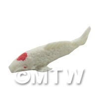 Dolls House Miniature Large Koi Carp White With Red Dot