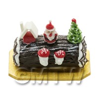 Dolls House Miniature Chocolate Yule Log Cake 