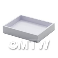 Dolls House Miniature White Wood Rectangular Display Tray