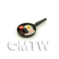 Dolls House Miniature Full Breakfast In a Frying Pan