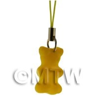 Translucent Dark Yellow Jelly Bear Phone Charm