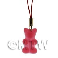 Translucent Deep Red Jelly Bear Phone Charm