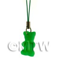 Translucent Dark Green Jelly Bear Phone Charm