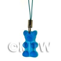Translucent Royal Blue Jelly Bear Phone Charm