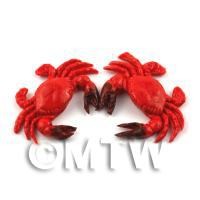 2 Large Dolls House Miniature Red Crabs