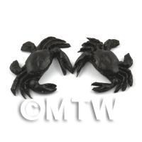 2 Large Dolls House Miniature Black Crabs