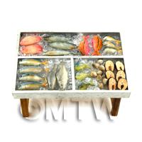 Dolls House Miniature Fully Stocked Fishmonger Counter Style 2