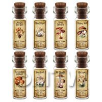 Dolls House Apothecary 8 Fungus / Mushroom Bottle And Colour Labels Set 6