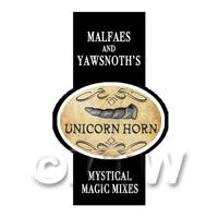 1/12th scale - Dolls House Miniature Unicorn Horn Magic Label Style 2