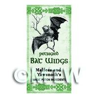 Dolls House Miniature Petrified Bats Wings Magic Label (S3)