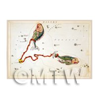 Dolls House Miniature 1820s Star Map Depicting Pisces