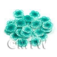 50 Transparent Sea Green Flower Cane Slices (11NS85)