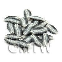 50 White And Silver Glitter Feather Cane Slices - Nail Art (11NS55)