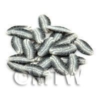 1/12th scale - 50 White And Silver Glitter Feather Cane Slices - Nail Art (11NS55)