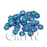 50 Blue And Yellow Flower Cane Slices (11NS87)