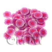 50 Red And Mauve Flower Cane Slices (11NS76)