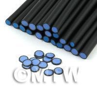 Handmade Blue Polka Dot Cane Black Outer - Nail Art (11NC31)