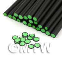 Handmade Green Polka Dot Cane Black Outer - Nail Art (11NC37)