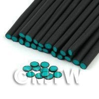 Handmade Sea Green Polka Dot Cane Black Outer - Nail Art (11NC32)