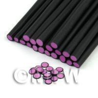 Handmade Light Purple Polka Dot Cane Black Outer - Nail Art (11NC34)