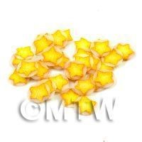 50 Yellow Christmas Star Cane Slices - Nail Art (11NS08)