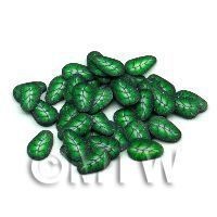 50 Green And White Leaf With GlitterCane Slices (11NS59)