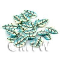 50 Pale Blue Leaf Cane Slices - Nail Art (DNS05)