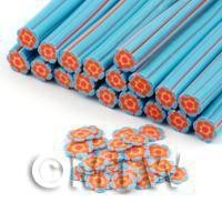 Handmade Blue and Orange Flower Cane - Nail Art (DNC76)