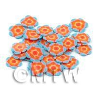 50 Orange and Blue Flower Cane Slices - Nail Art (DNS76)
