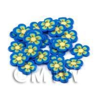 50 Blue Flower Cane Slices - Nail Art (DNS80)