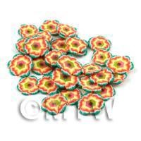 1/12th scale - 50 Green and Yellow Flower Cane Slices - Nail Art (DNS94)