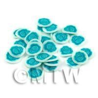 50 Cyan Rose Flower Cane Slices - Nail Art (DNS35)