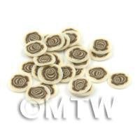 50 Brown Rose Flower Cane Slices - Nail Art (DNS39)