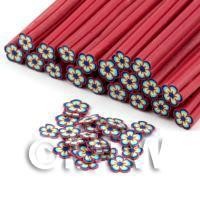 Handmade Burgundy and Blue Flower Cane - Nail Art (DNC65)