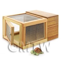Dolls House Miniature Wooden Hutch With Green Tortoise