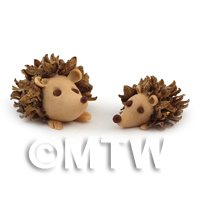 2 Dolls House Miniature Handmade Hedgehogs