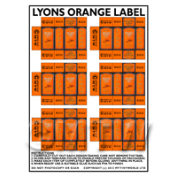 Dolls House Miniature Packaging Sheet of 6 Lyons Orange Label
