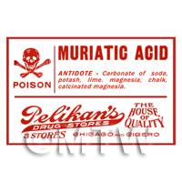 Dolls House Miniature Muriatic Acid Poison Label Style 1