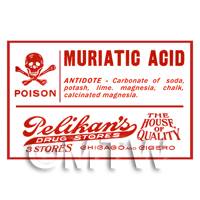 Dolls House Miniature Muriatic Acid Poison Label Style 1