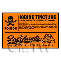 Dolls House Miniature Orange Iodine Tincture Poison Label Style 2