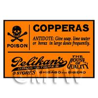 Dolls House Miniature Orange Copperas Poison Label Style 2