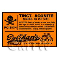 Dolls House Miniature Orange Tinct. Aconite Poison Label Style 2