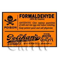 Dolls House Miniature Orange Formaldehyde Poison Label Style 2