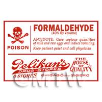 Dolls House Miniature Formaldehyde Poison Label Style 1